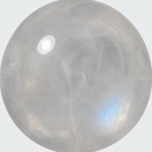 Studio illustration labelled Blue Moonstone, with a pale grey-white body and a small blue area.